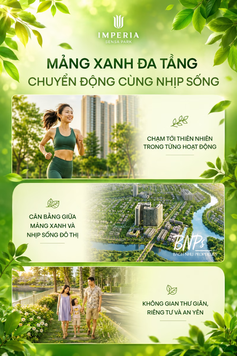 Imperia Sensa Park: Mảng xanh đa tầng chuyển động cùng nhịp sống - Bách Như Properties - BNP's