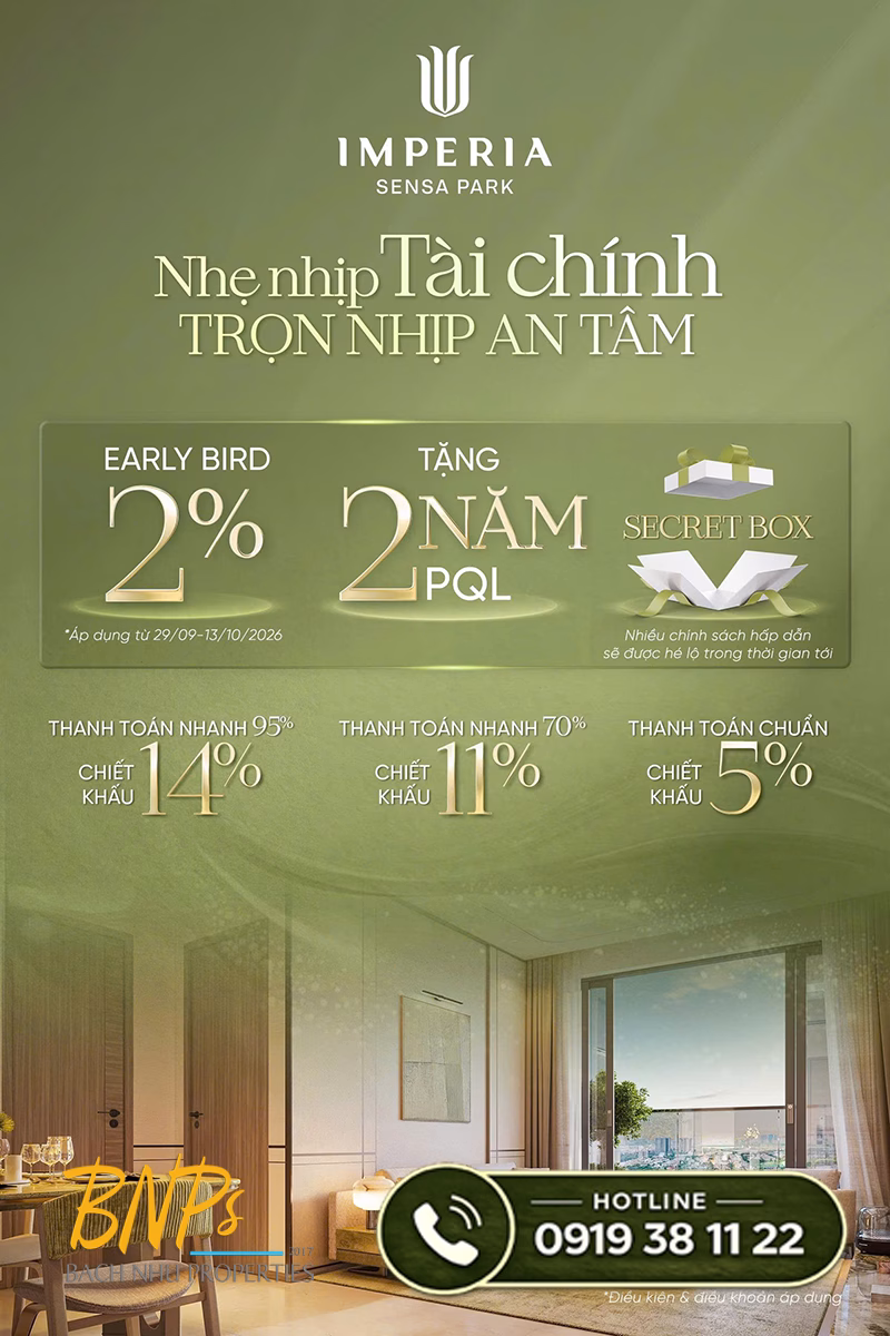 Chính Sách Thanh Toán Dự Án MIK - Imperia Sensa Park CSBH - Bách Như Properties - BNPs